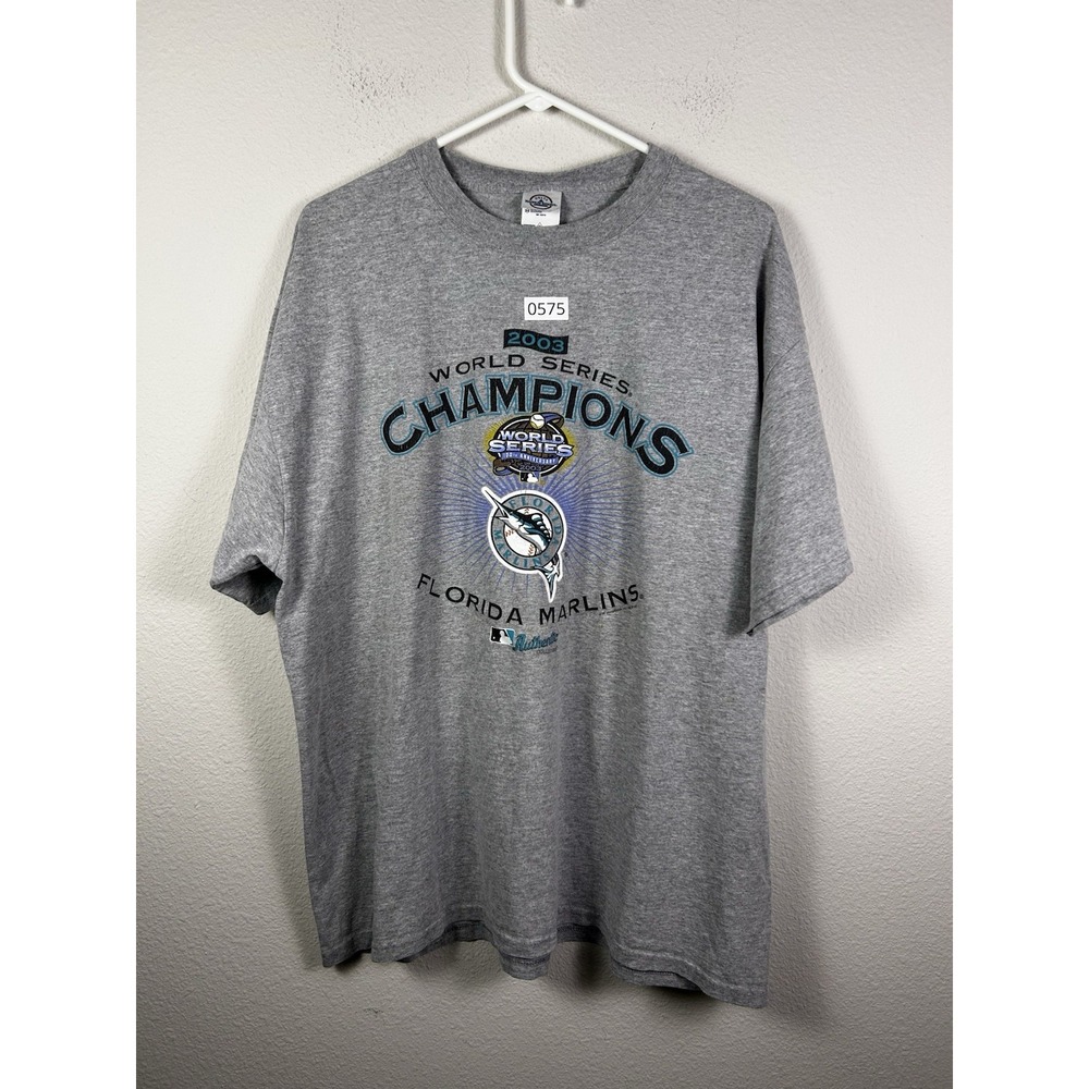 Florida Marlins 2003 World Series Champions Men's Gray XL Tshirt MLB Lee Sports